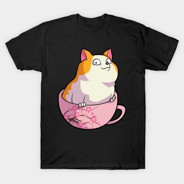 Kawaii Cat in Cherry Blossoms Cup Cute Japanese Neko Lover T-Shirt by Blink_Imprints10